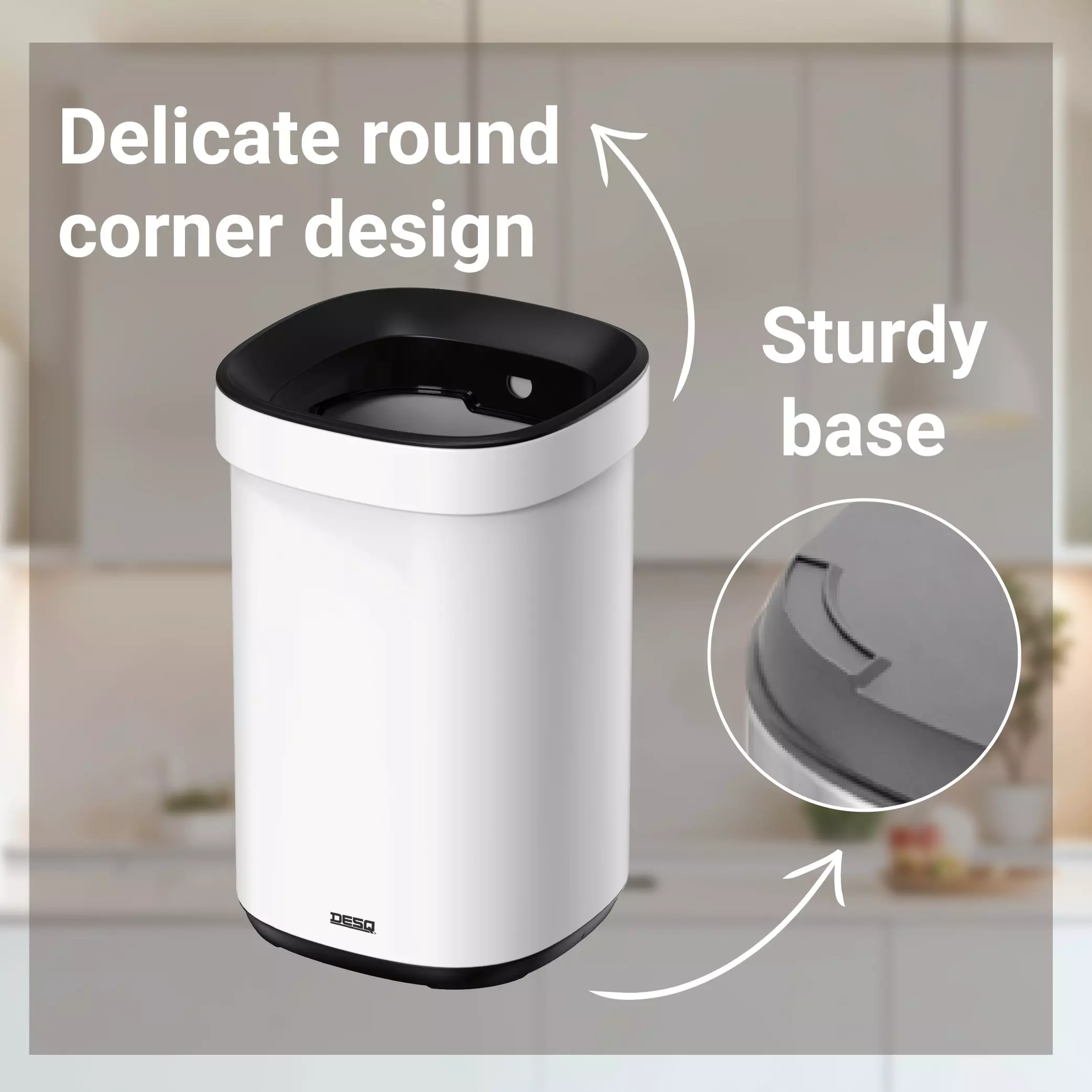 Afvalbak 20 Liter Metaal - Wit/Zwart - Desq