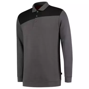 Polosweater Bicolor naden donkergrijs/ zwart