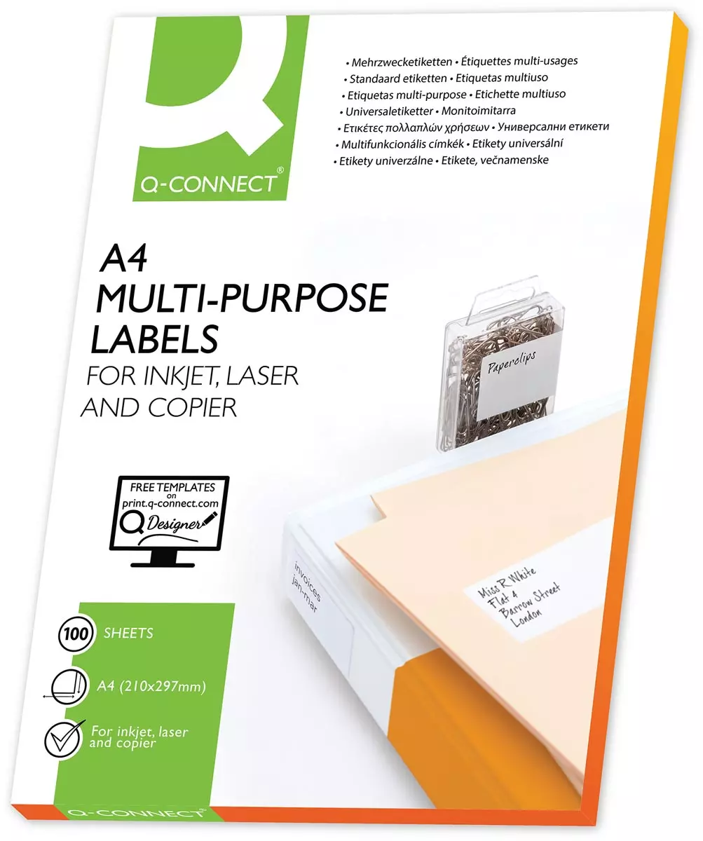 Etiket Laser/Kopieer 63,5x38.1mm Wit 21 Etiket/Vel 100 Vellen