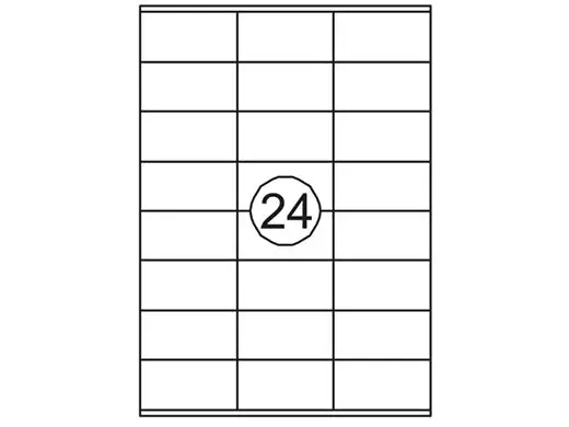 Etiket Laser/Kopieer 70x36mm Wit 24 Etiket/Vel 100 Vellen