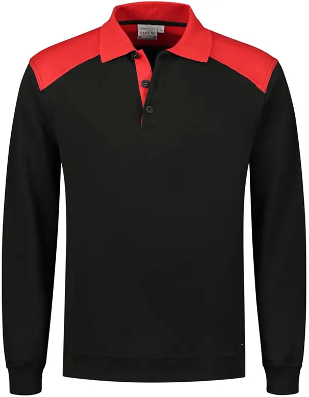 Polosweater Tesla zwart/rood