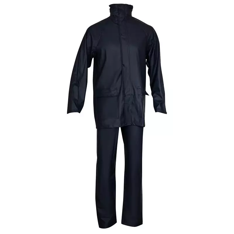 Regenpak stretch coating marine 5100 dubbele sluiting, capuchon en voorzakken