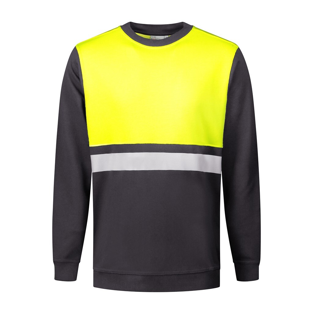 Santino Sweater O-hals Helsinki Graphite / Fluor Yellow