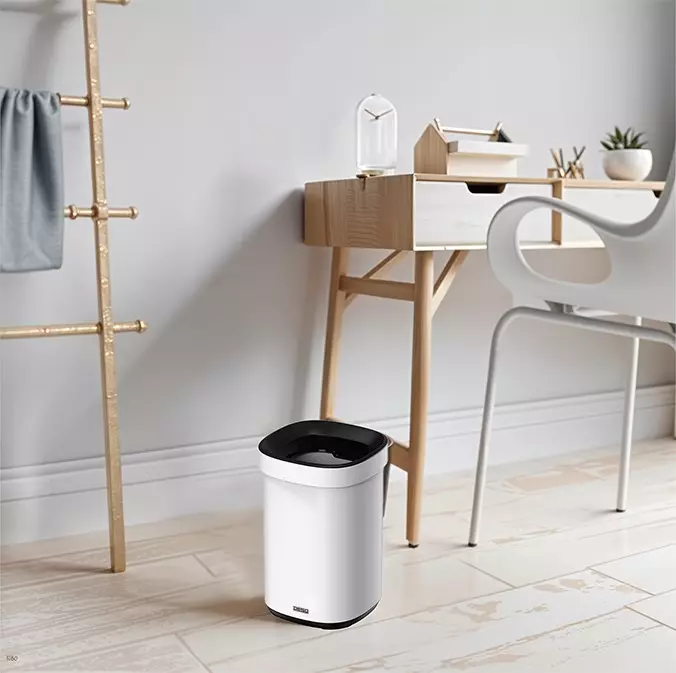 Afvalbak 20 Liter Metaal - Wit/Zwart - Desq