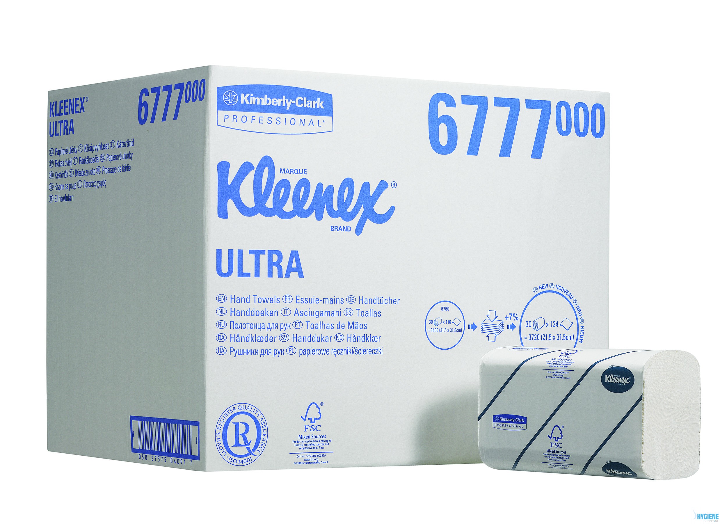Handdoek KC Ultra 6777 2-laags 315x215mm(doos à 30x124vel)