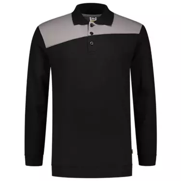 Polosweater Bicolor Naden zwart/grijs