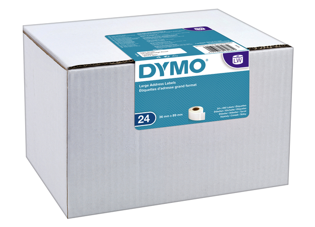 Label Etiket Dymo 13187 89mmx36mm Adres Wit