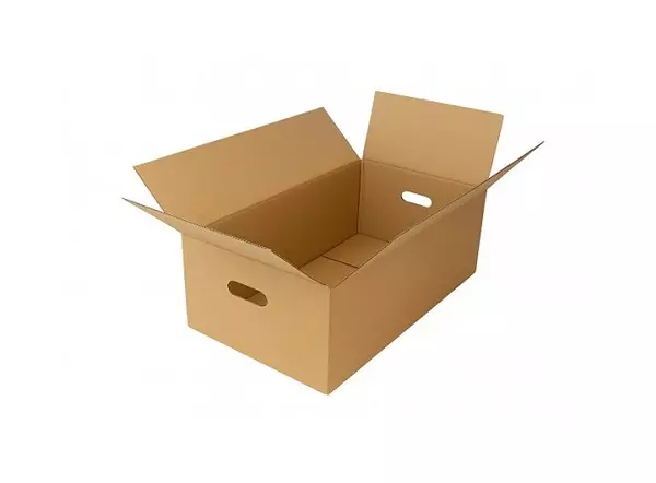 Amerikaanse vouwdoos dubbele golf +handvat 585x385x380mm BC-golf Bruin