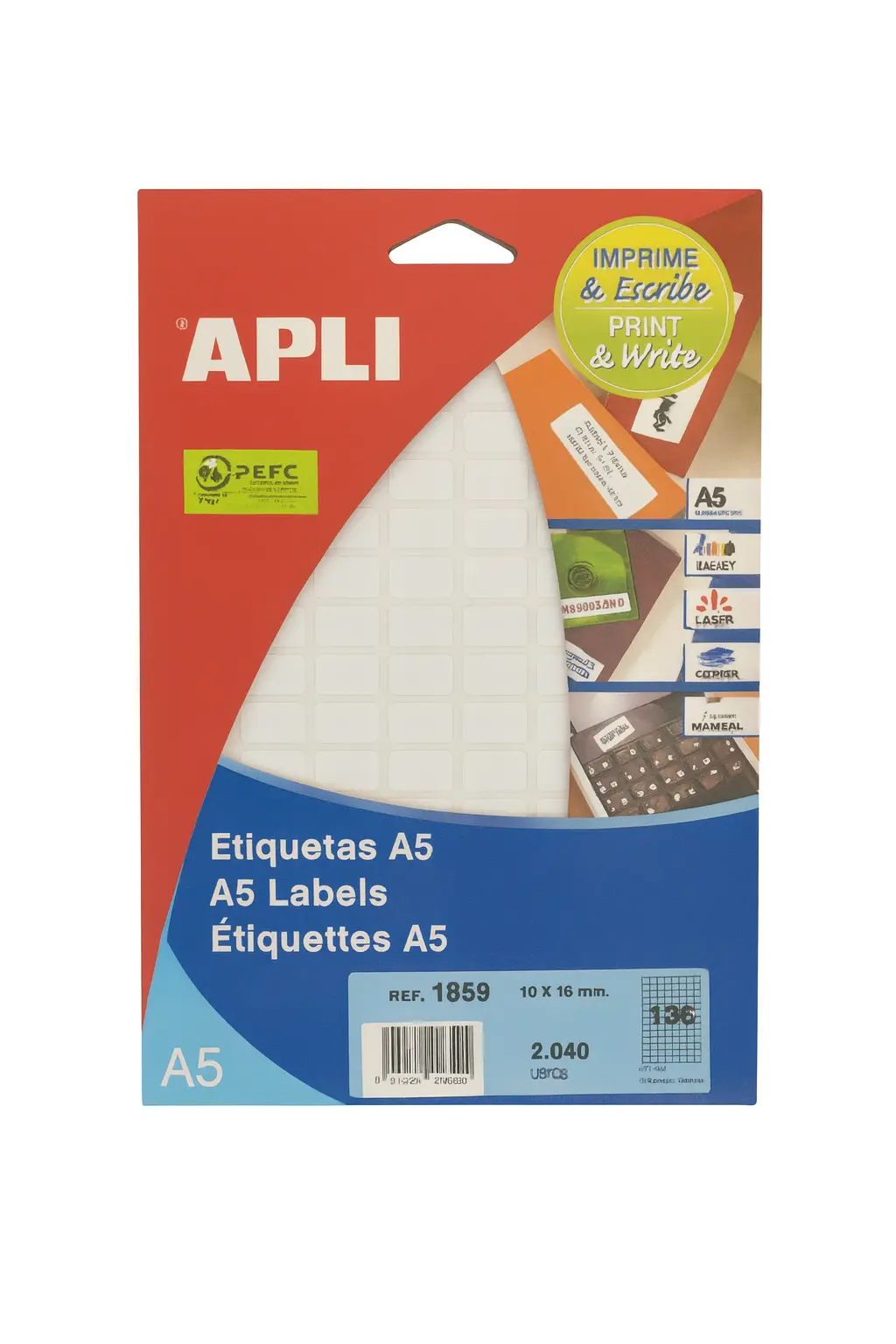 Etiket 10x16mm Wit 2040 stuks