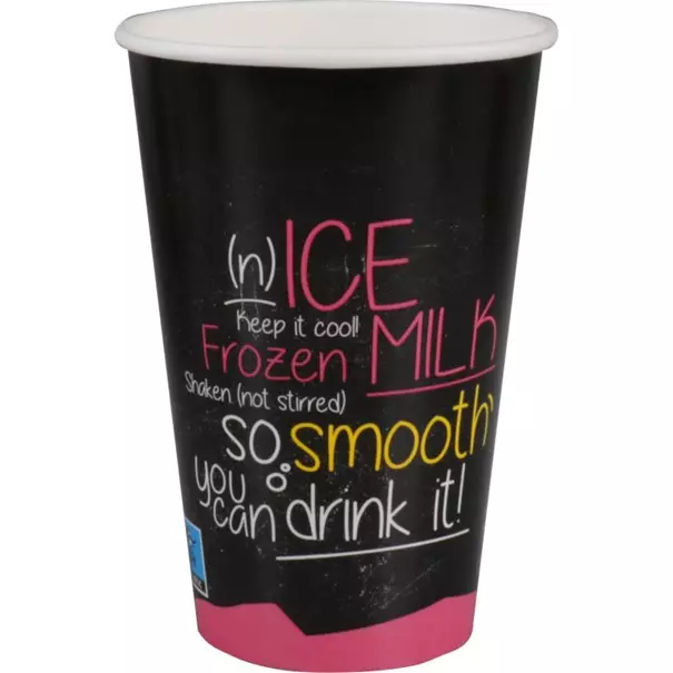 Milkshake beker ICE is (N)ICE Karton + PE 400ml Zwart/roze