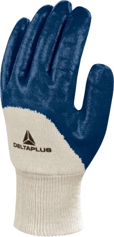 Werkhandschoen half dipped nitril met tricot boord blauw Essential