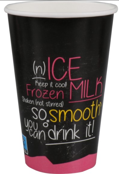 Milkshakebeker Ø90mm 400ml ICE is (N)ICE16oz zwart-roze karton PE coating