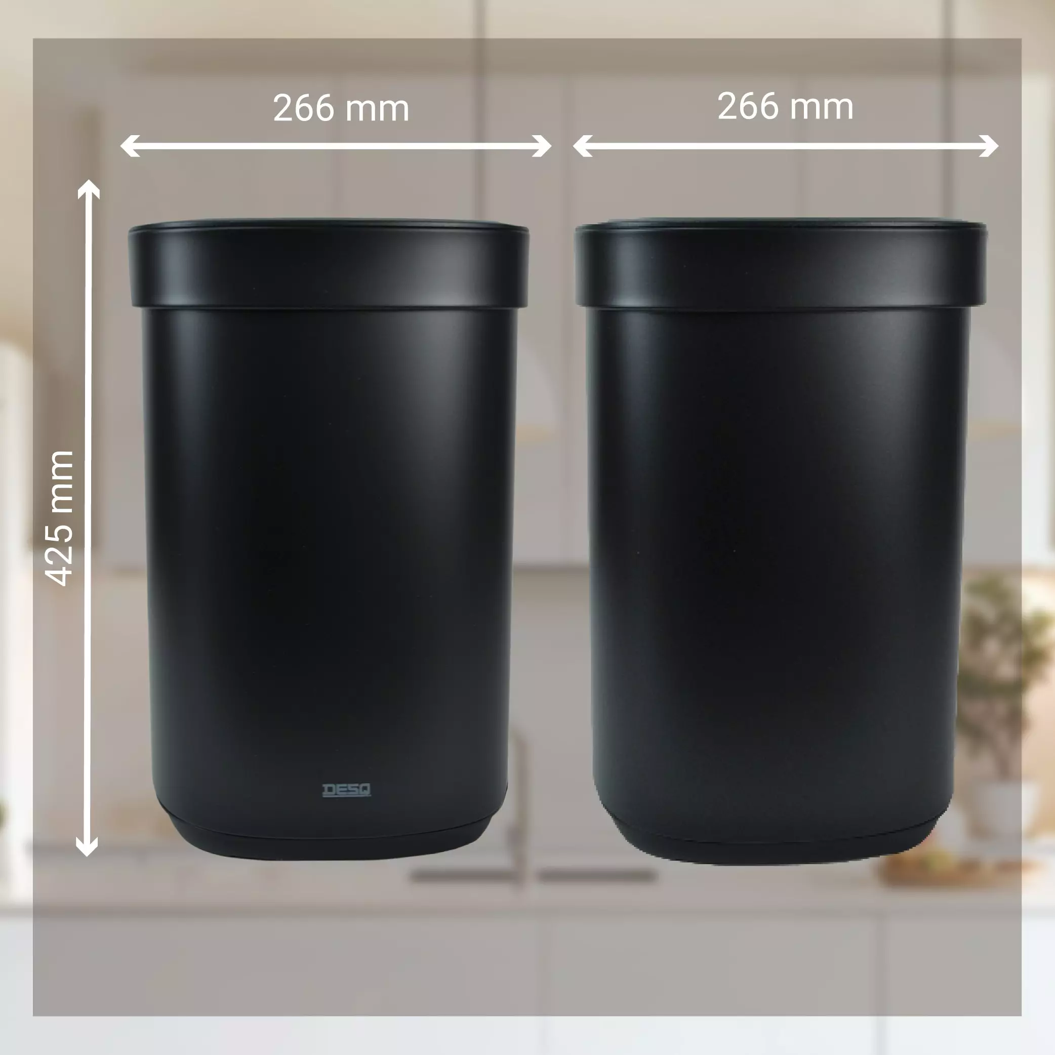 Afvalbak 20 Liter Metaal - Zwart - Desq