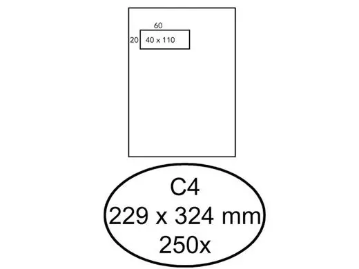 Bordrug vensterenvelop C4 Wit 229x324mm