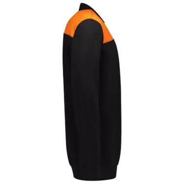 Polosweater bicolor naden zwart/oranje