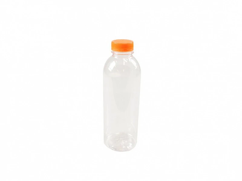 PET fles 250ml met oranje dop Transparant