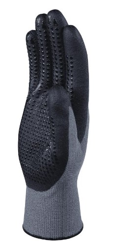 Handschoen gebreid zwart-grijs poly-acr.geschikt voor kou-handpalm met noppen