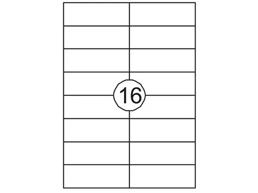 Etiket Laser/Kopieer 105x37mm Wit 16 Etiket/Vel 100 Vellen