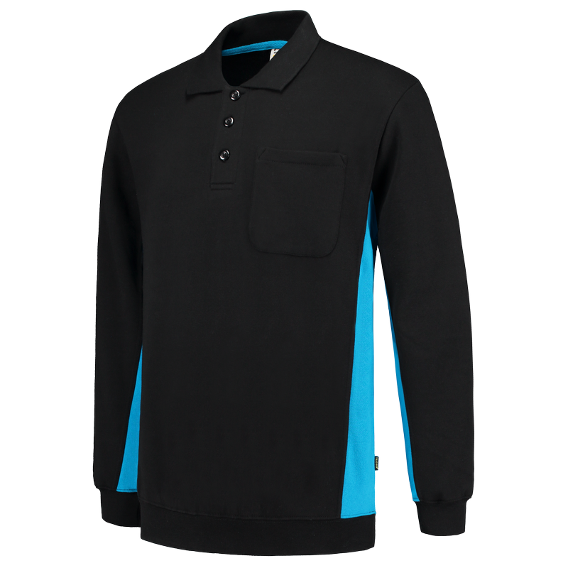 Tricorp Polosweater Bicolor Borstzak Black-Turquoise