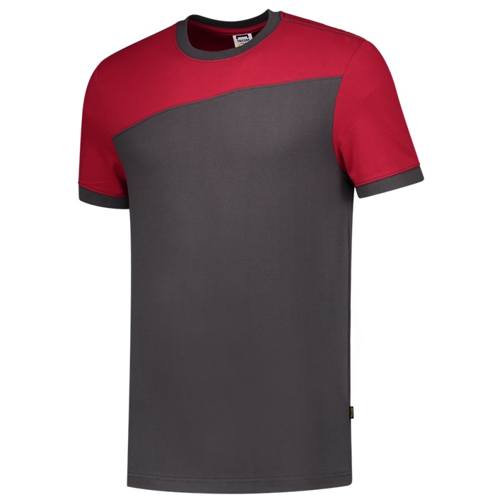 T-shirt bicolor donkergrijs/rood