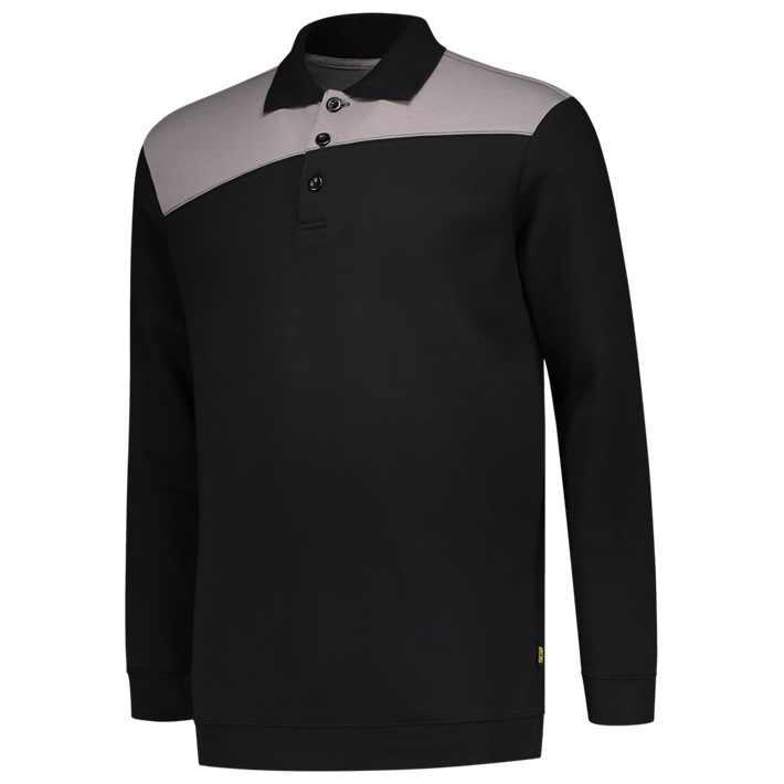 Polosweater Bicolor Naden zwart/grijs