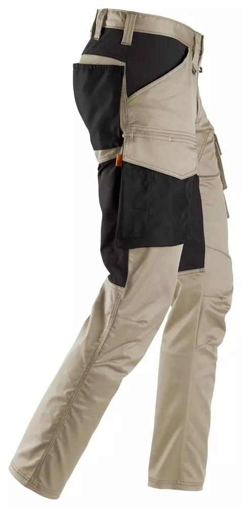 Werkbroek heren stretch zonder kniezakken khaki/zwart Snickers 6803