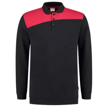 Polosweater Bicolor naden zwart/rood
