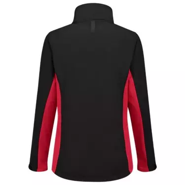 Softshell bicolor dames zwart rood