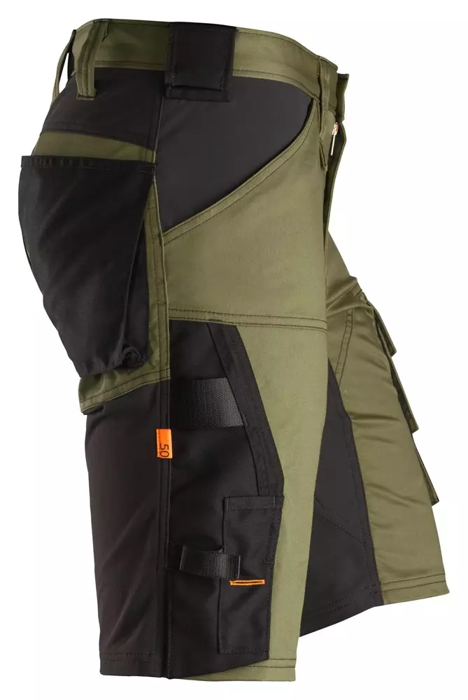 Snickers Korte Werkbroek 6143 - Stretch - Kakigroen/Zwart 