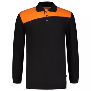 Polosweater bicolor naden zwart/oranje