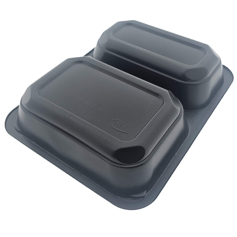 Menubak PP 2-vaks 1500ml 227x178x50mm Zwart