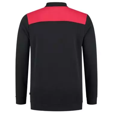 Polosweater Bicolor naden zwart/rood