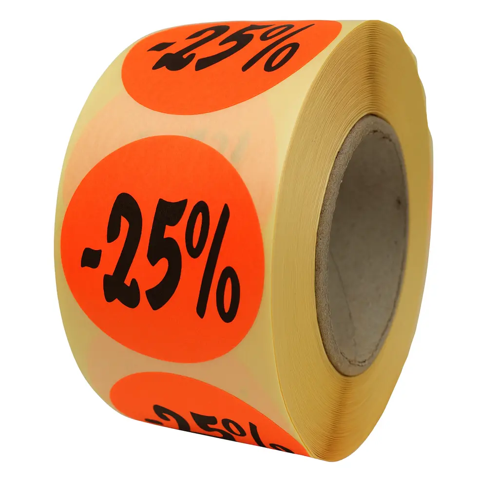 Etiket Rond 25% Ø27mm Rood 500 stuks