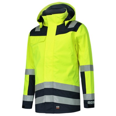 Parka multinorm bicolor fluorgeel- inktblauw