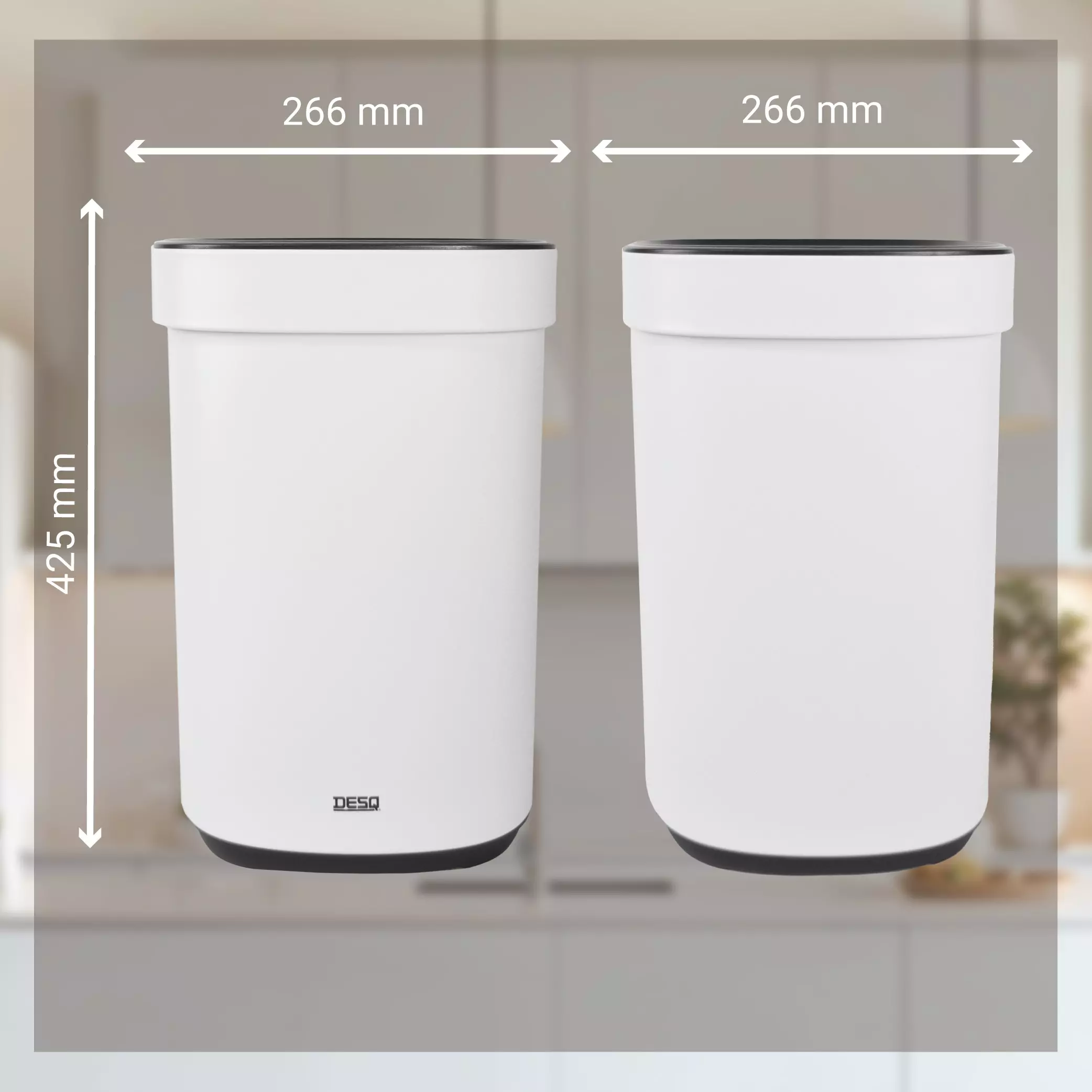 Afvalbak 20 Liter Metaal - Wit/Zwart - Desq