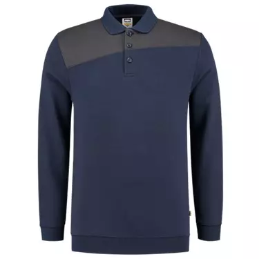 Polosweater bicolor inkt-donkergrijs