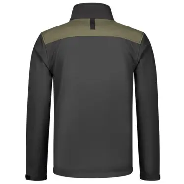 Softshell bicolor naden donkergrijs/ legergroen