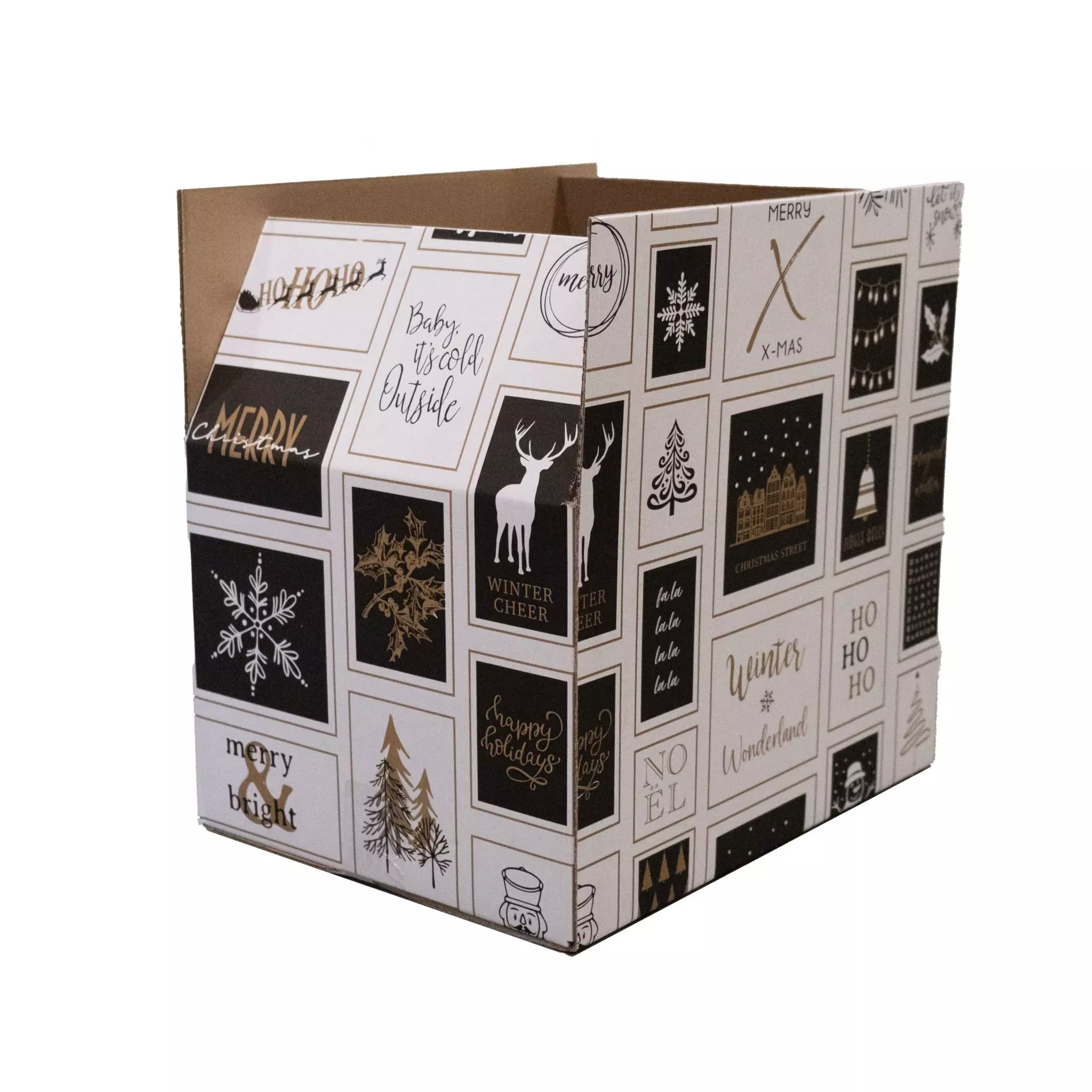 Kerstdoos Frames 490x390x200mm Zwart/Goud