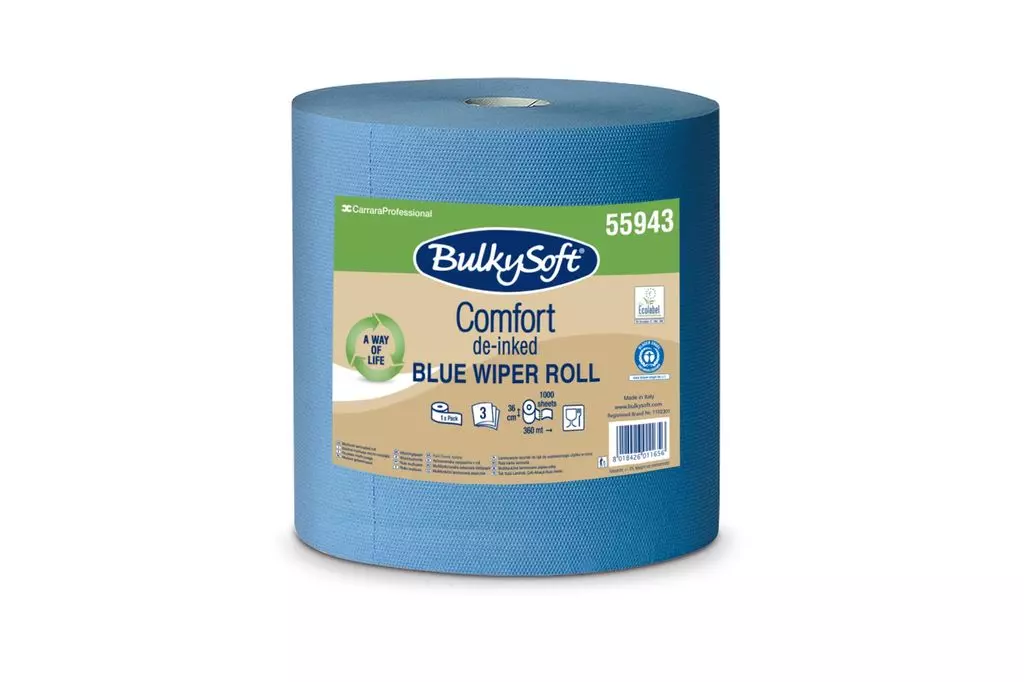 Poetsrol 36cmx360m 3-laags Bulkysoft blauw (rol à 1.000vel)